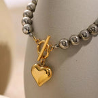 Calla Chunky Bead Heart Bracelet