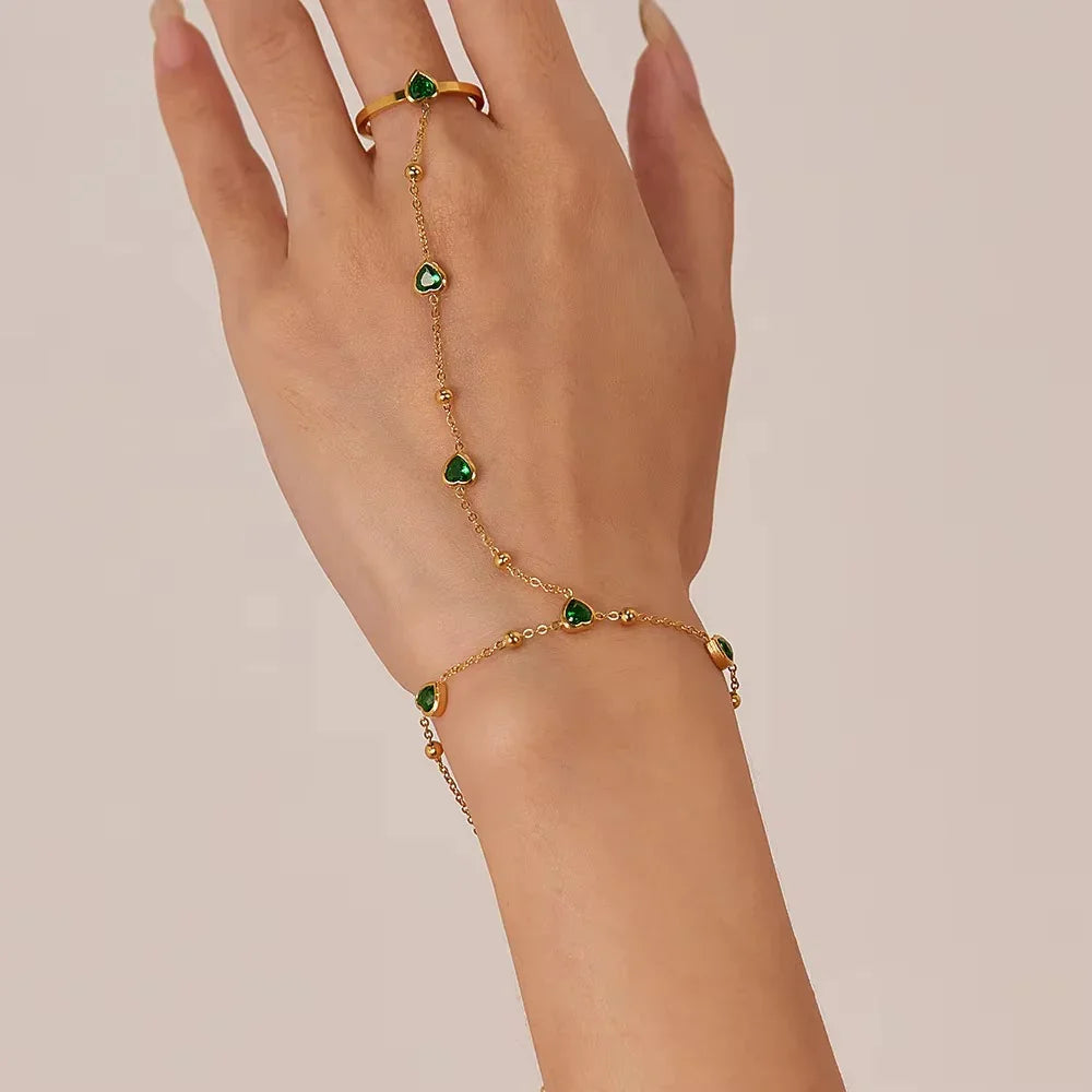 Ondine Emerald Heart Hand Chain