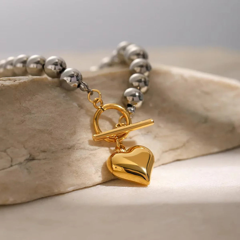 Calla Chunky Bead Heart Bracelet