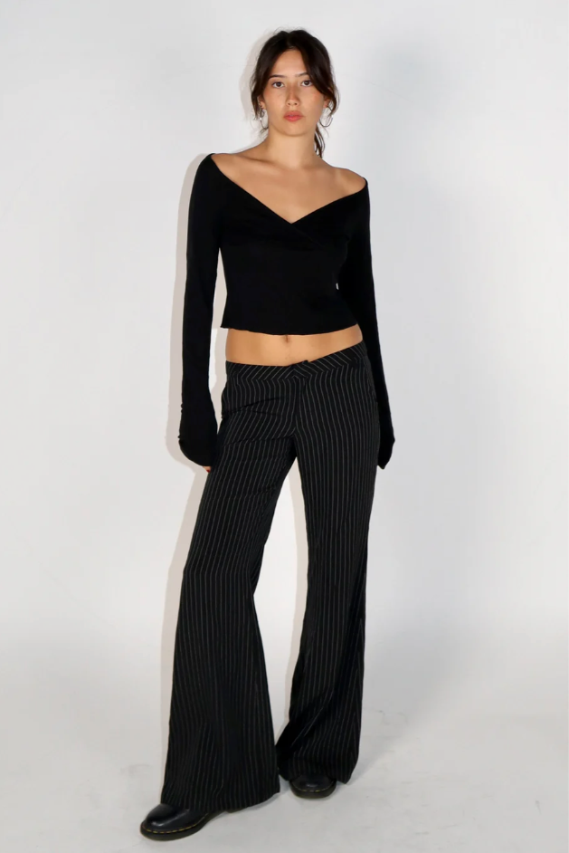 Low Flare Striped Trousers