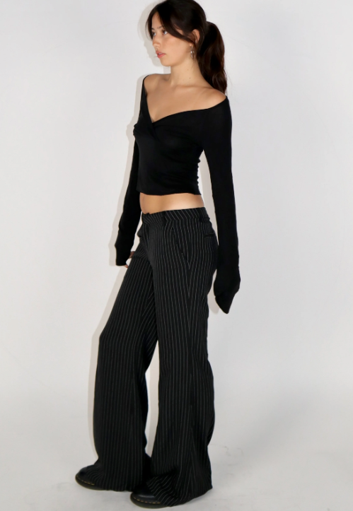 Low Flare Striped Trousers