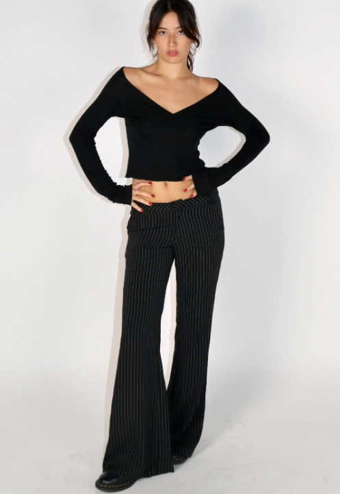 Low Flare Striped Trousers