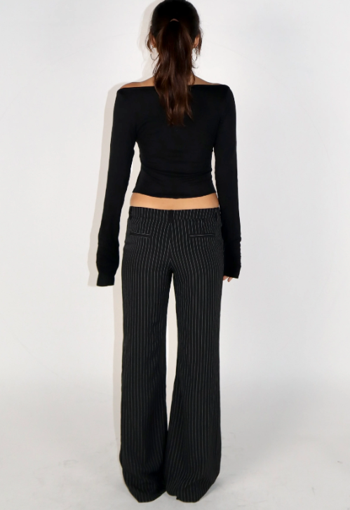 Low Flare Striped Trousers