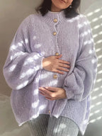 Women's Long-sleeved Round-neck Solid Color Sweater Autumn And Winter Loose British Style Button Knitted Cardigan Sweater Jacket