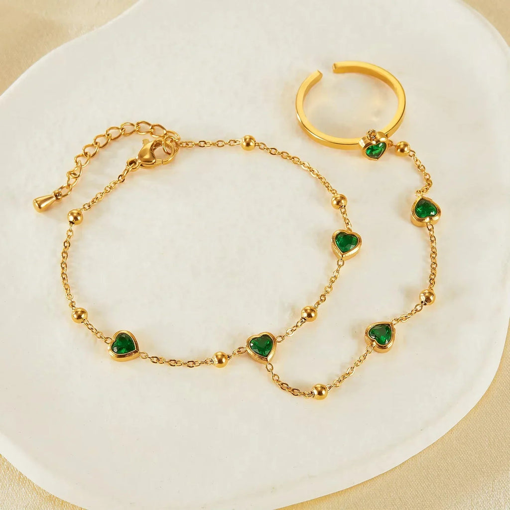 Ondine Emerald Heart Hand Chain