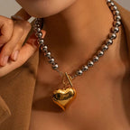 Simone Chunky Bead Heart Pendant