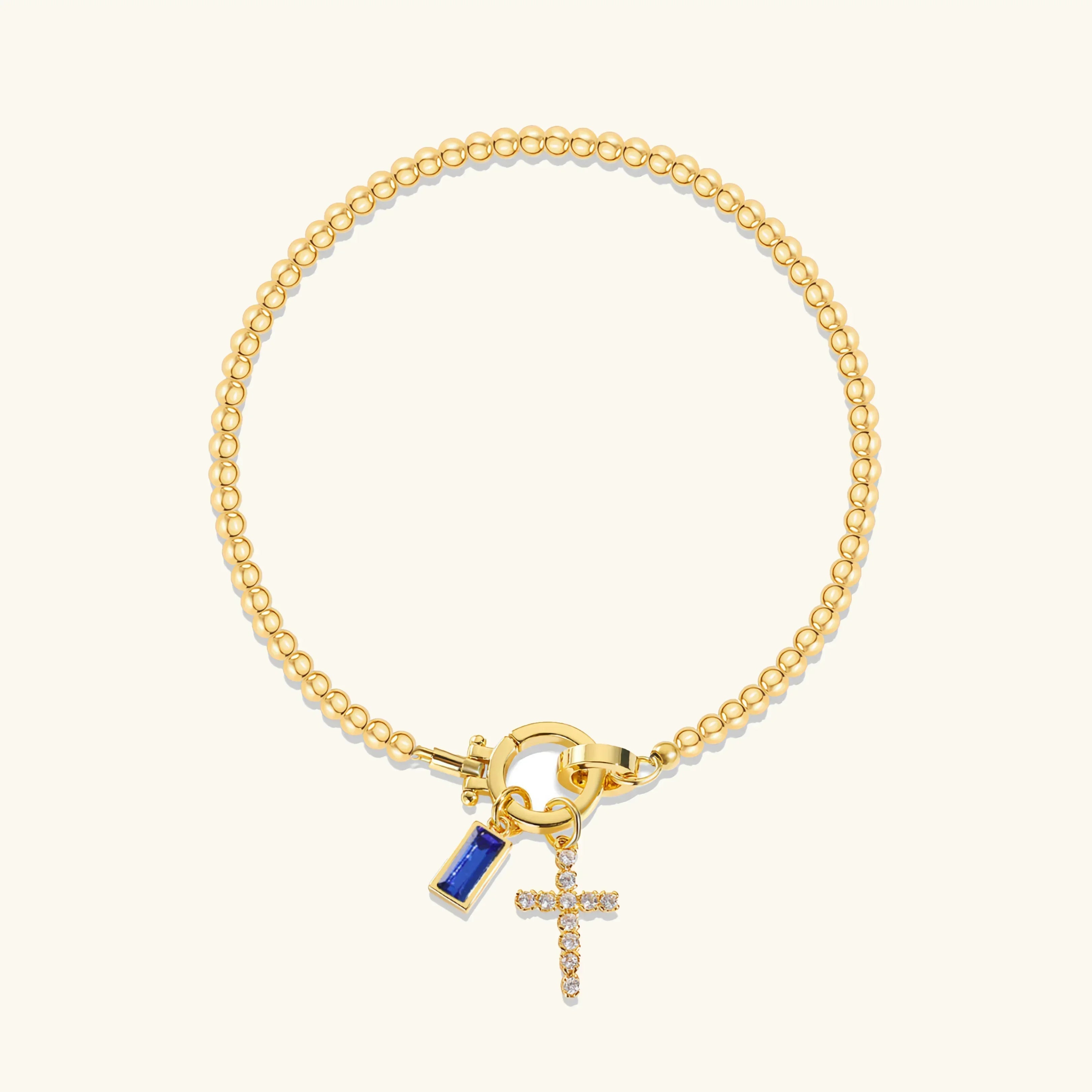 Rosabel Birthstone Cross Bracelet