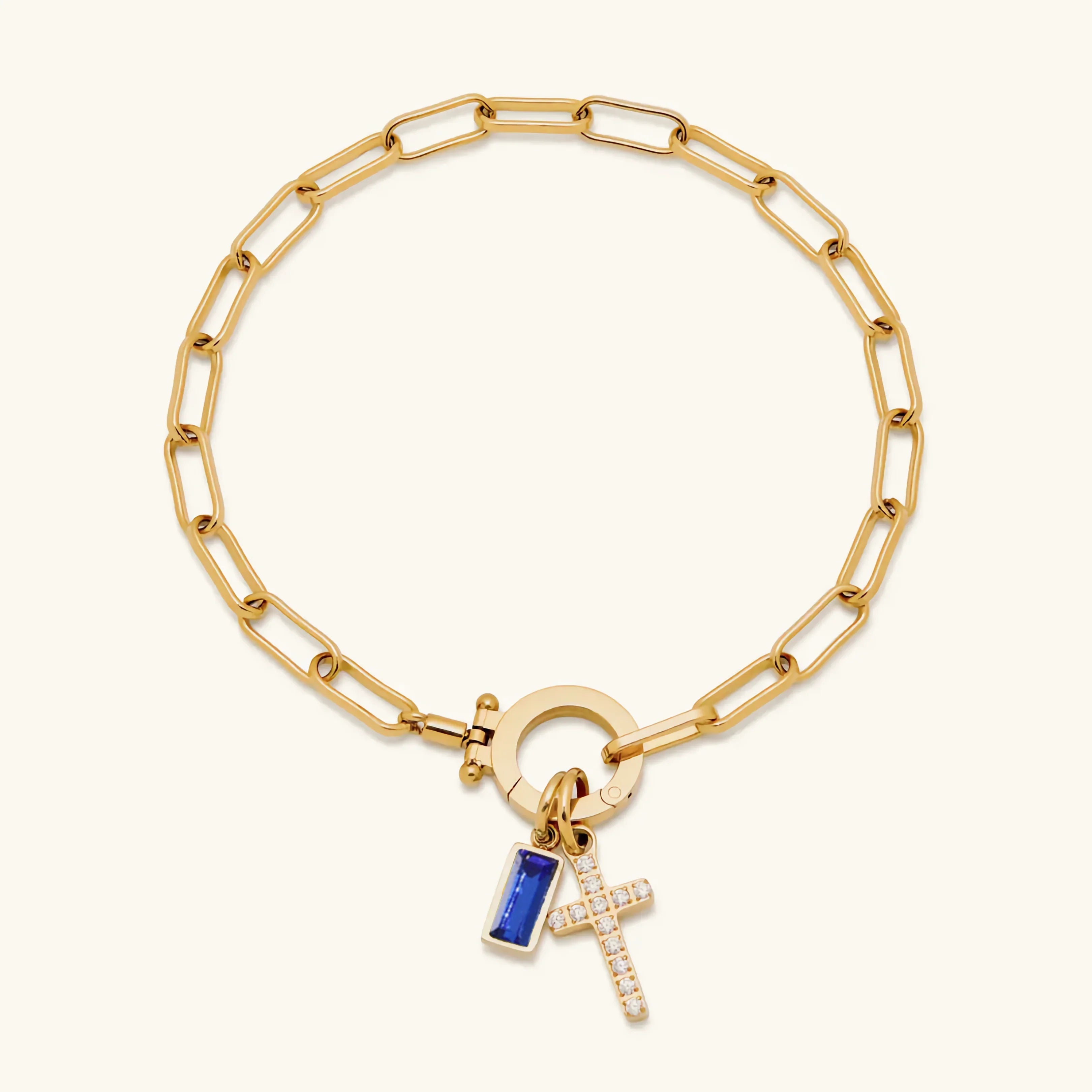 Sidony Birthstone Cross Bracelet