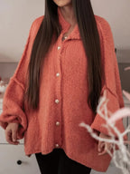 Women's Long-sleeved Round-neck Solid Color Sweater Autumn And Winter Loose British Style Button Knitted Cardigan Sweater Jacket