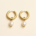 Della Pearl Drop Hoops