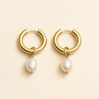 Della Pearl Drop Hoops