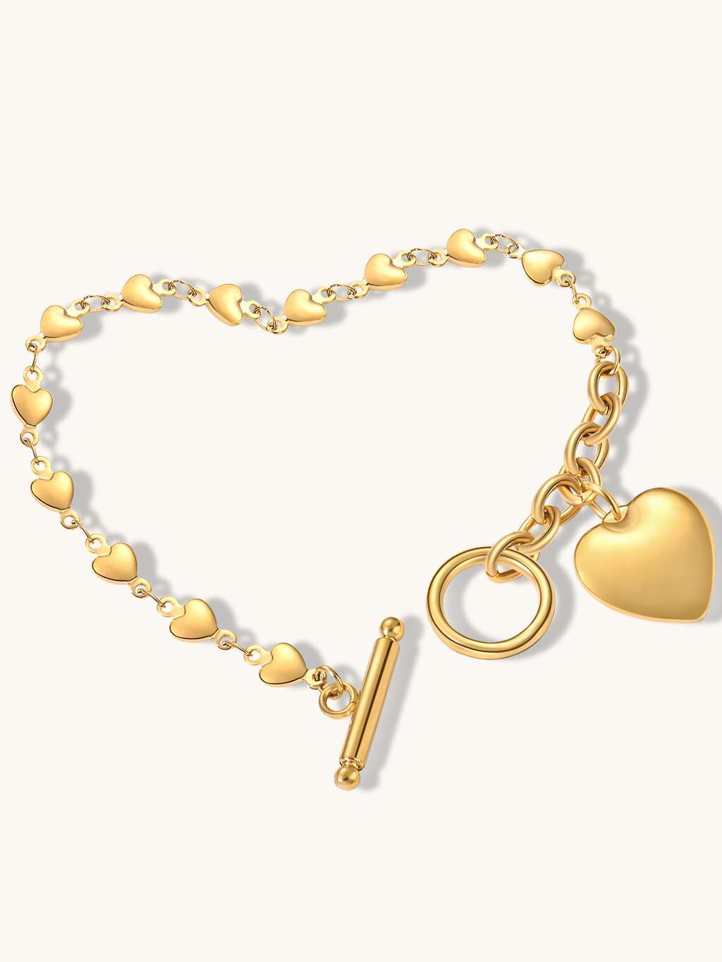 Bold Heart Armband Gold