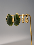 Emerald Oval Ohrringe Gold