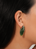 Emerald Oval Ohrringe Gold