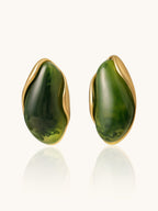 Emerald Oval Ohrringe Gold