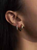 Glamour Kreolen mit Zirkonia Large 12mm Gold & Silber