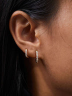 Glamour Kreolen mit Zirkonia Large 12mm Gold & Silber