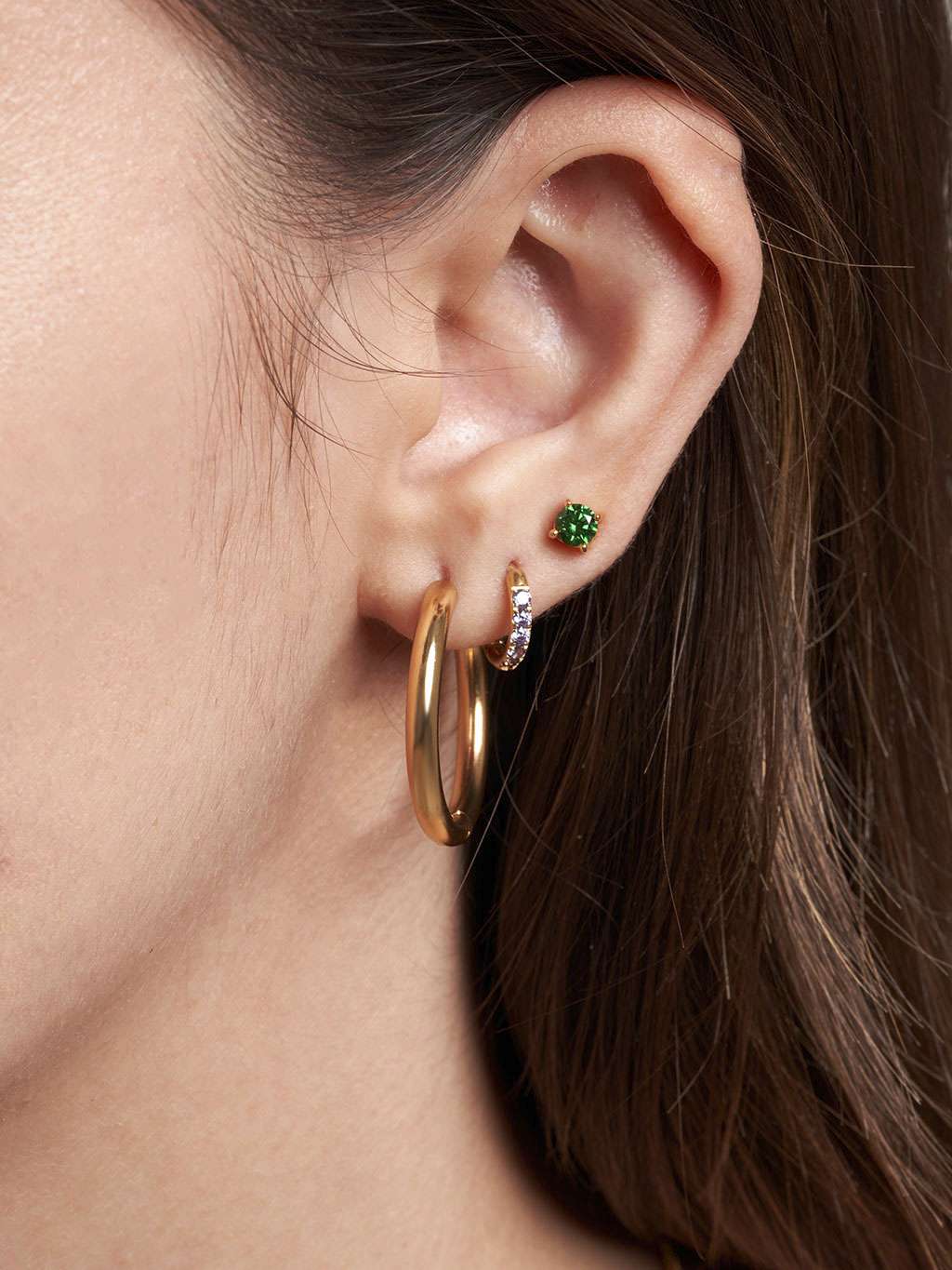 Glamour Kreolen mit Zirkonia Small 8mm Gold & Silber