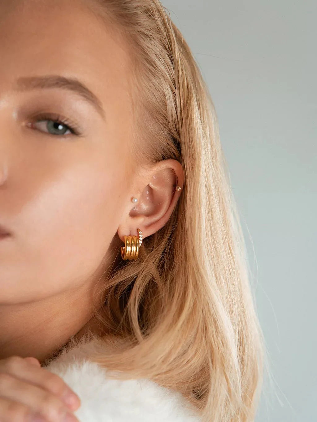 Glamour Kreolen mit Zirkonia Small 8mm Gold & Silber