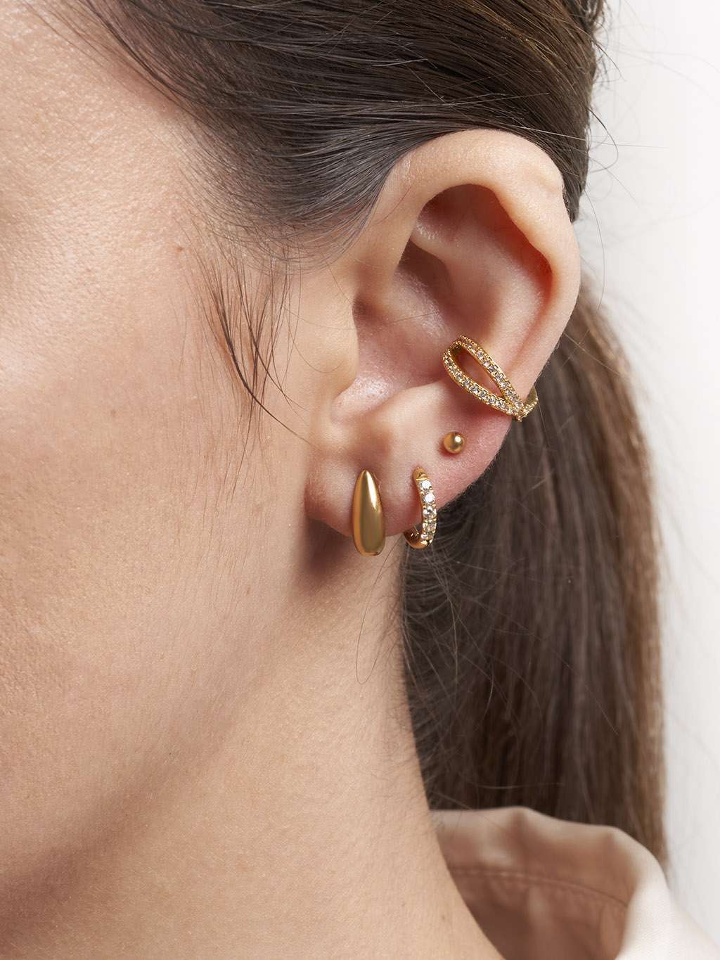 Glamour Kreolen mit Zirkonia Small 8mm Gold & Silber