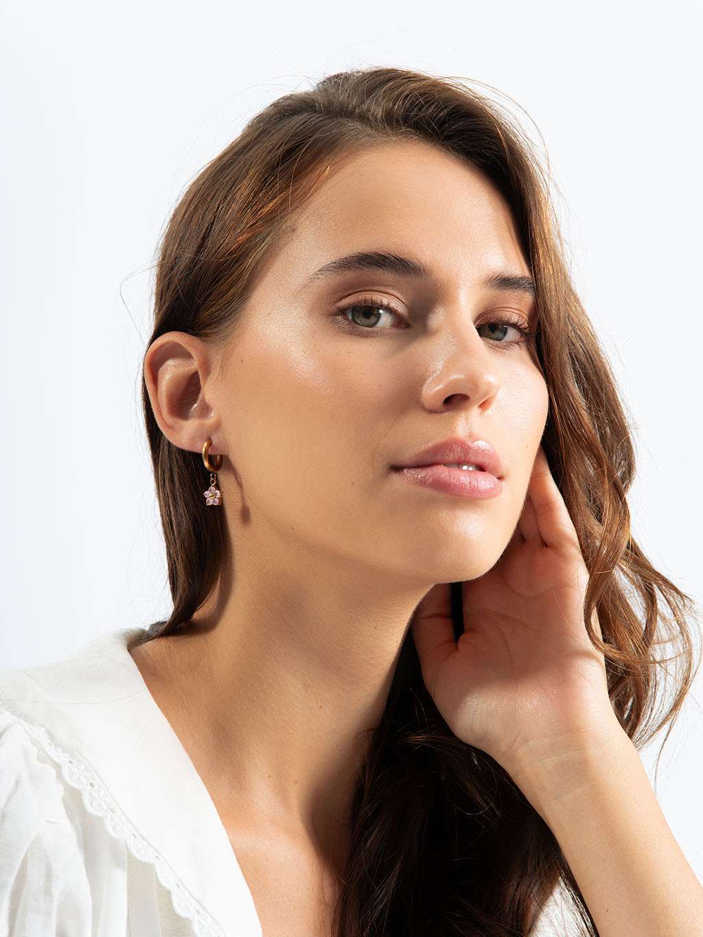Little Flower Hoop Ohrringe Gold 10mm
