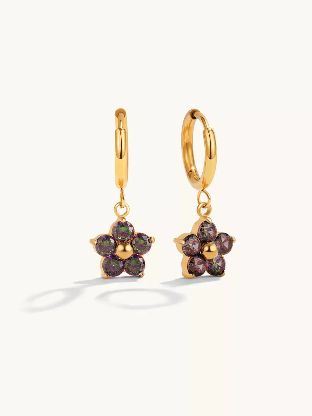 Little Flower Hoop Ohrringe Gold 10mm