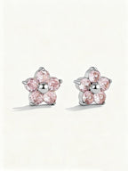 Pink Sparkling Flower Ohrstecker Gold