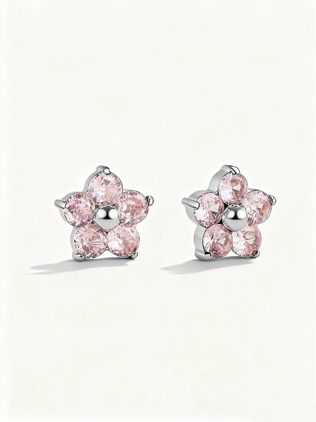 Pink Sparkling Flower Ohrstecker Gold