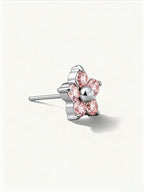 Pink Sparkling Flower Ohrstecker Gold