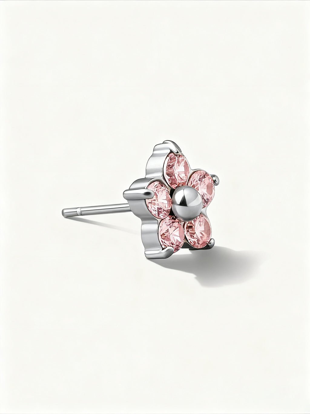 Pink Sparkling Flower Ohrstecker Gold