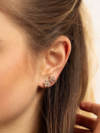 Pink Sparkling Flower Ohrstecker Gold