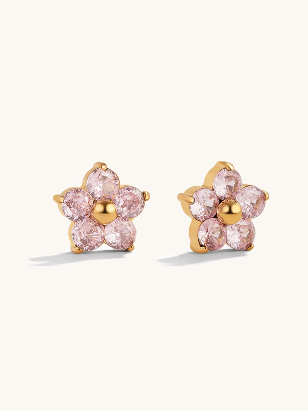 Pink Sparkling Flower Ohrstecker Gold