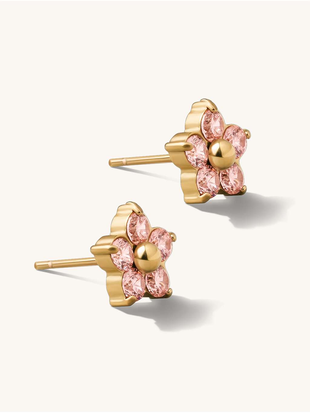 Pink Sparkling Flower Ohrstecker Gold