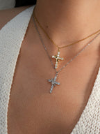 Rotating Cross Kette Gold Silber