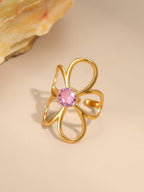 Shining Line Flower Ring Gold 55mm
