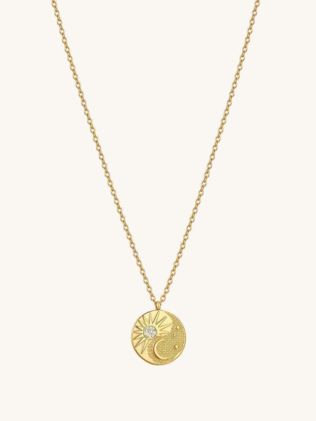 Sonne und Mond Anhänger Halskette Gold